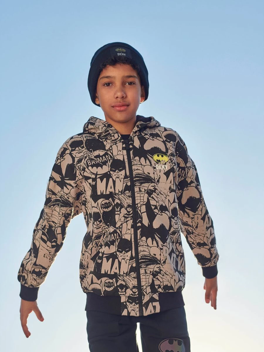 DKNY Boys' Batman Black Zip-Up Hoodie for Kids