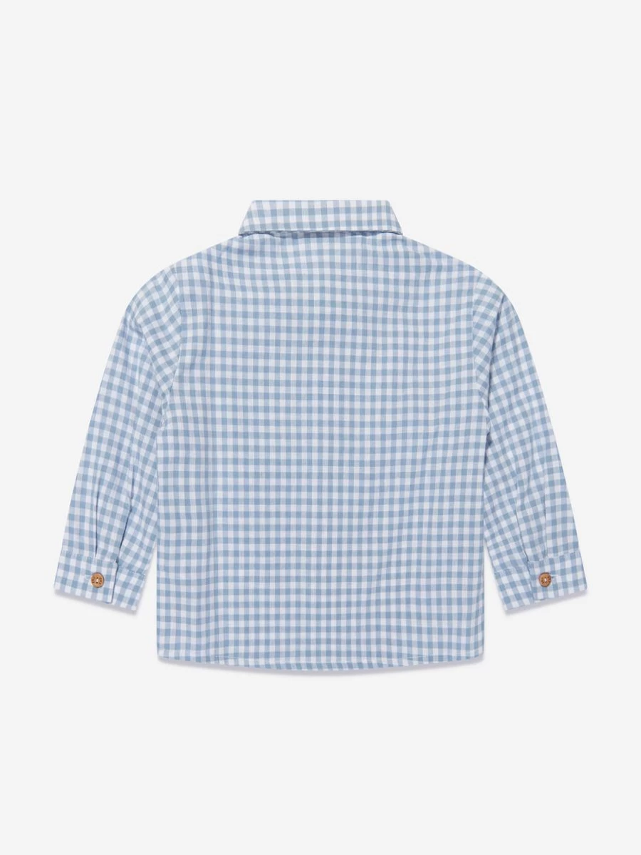 Paz Rodriguez Boys Blue Checkered Button-Up Shirt