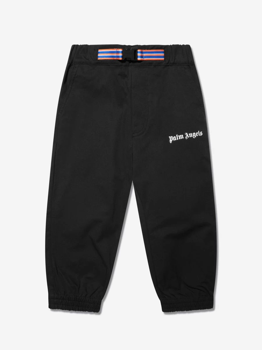 Palm Angels Boys Black Logo Embroidered Belt Loop Trousers