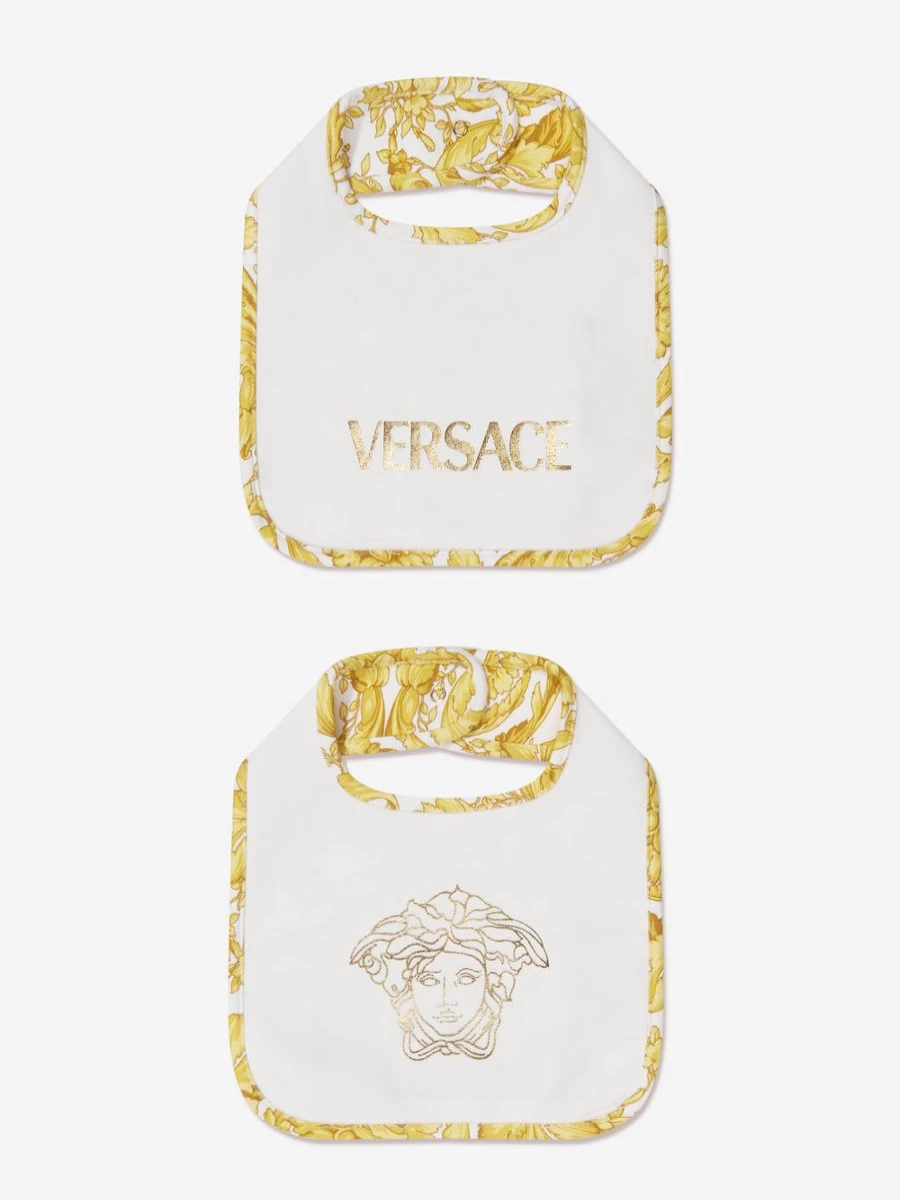 Versace Baby White Barocco Bib Set for Newborns and Infants