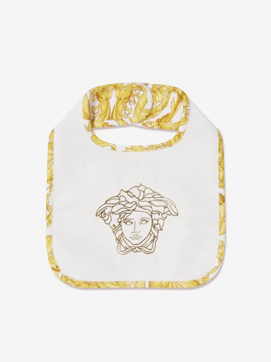 Versace Baby White Barocco Bib Set for Newborns and Infants