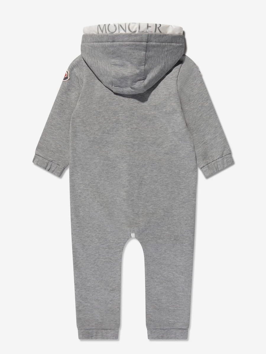 Moncler Enfant Boys Grey Baby Hooded Romper - Soft Cotton Casual Jumpsuit