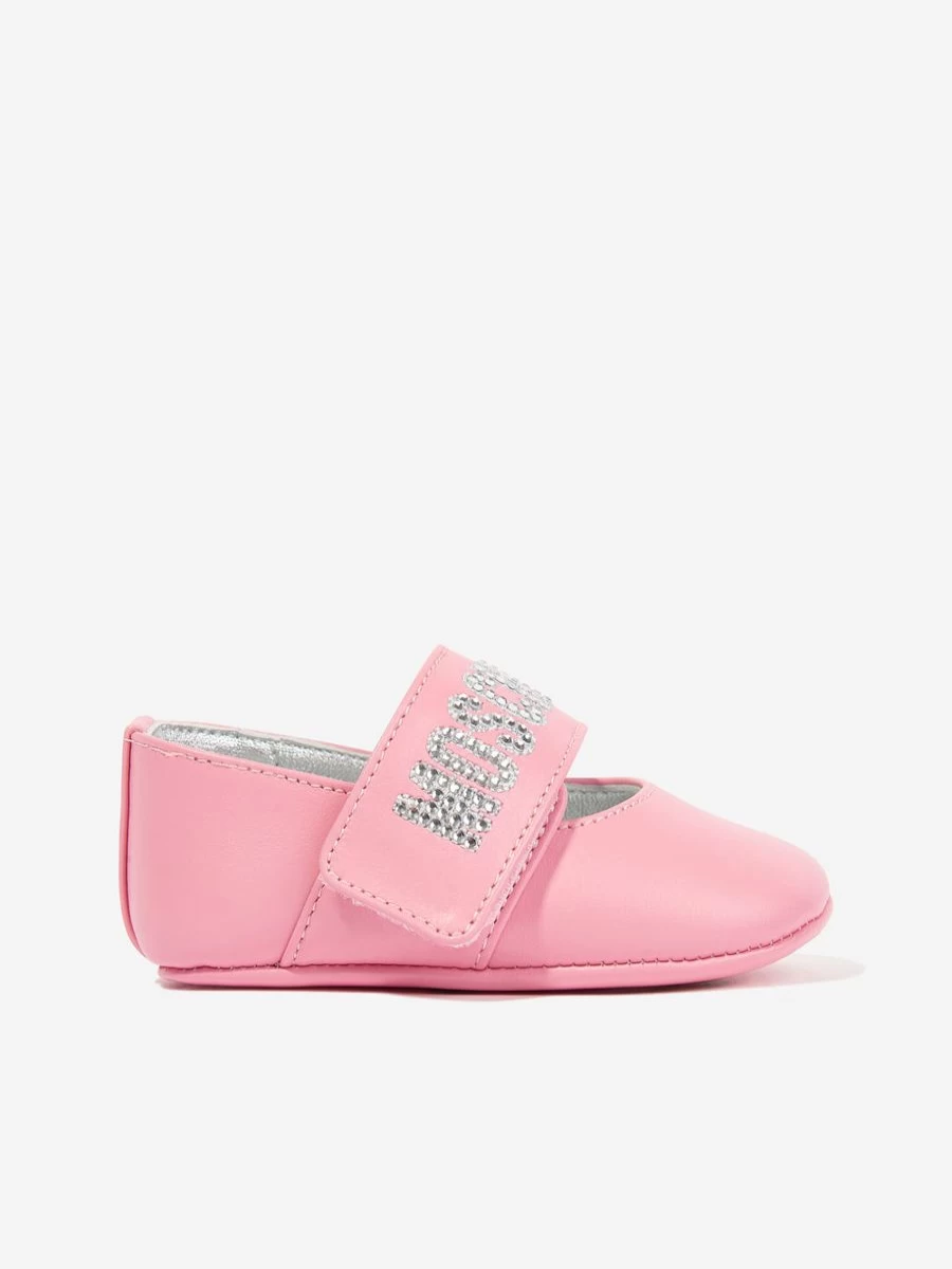 Moschino Kids Baby Girls Pink Leather Pre-Walker Shoes