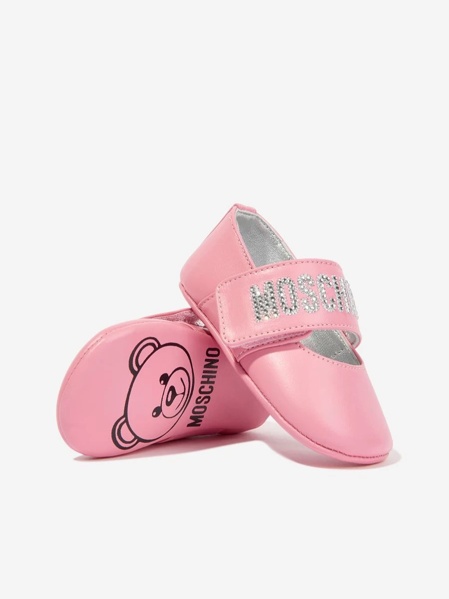 Moschino Kids Baby Girls Pink Leather Pre-Walker Shoes