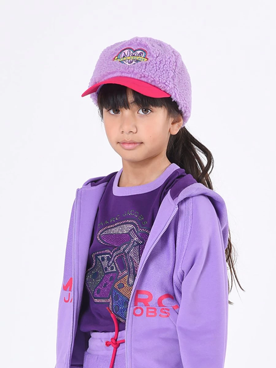 MARC JACOBS Teen Purple Faux Shearling Winter Cap for Girls