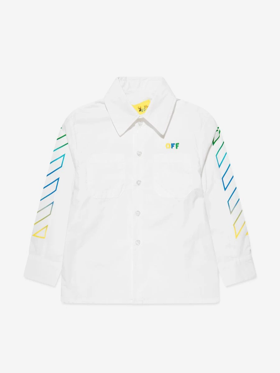 Off-White Boys' Arrow Rainbow Print White Shirt