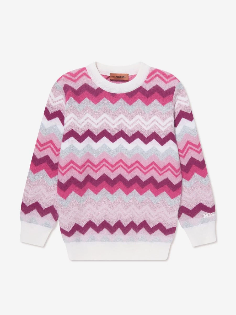 Missoni Teen Girls Pink Zigzag Knit Jumper