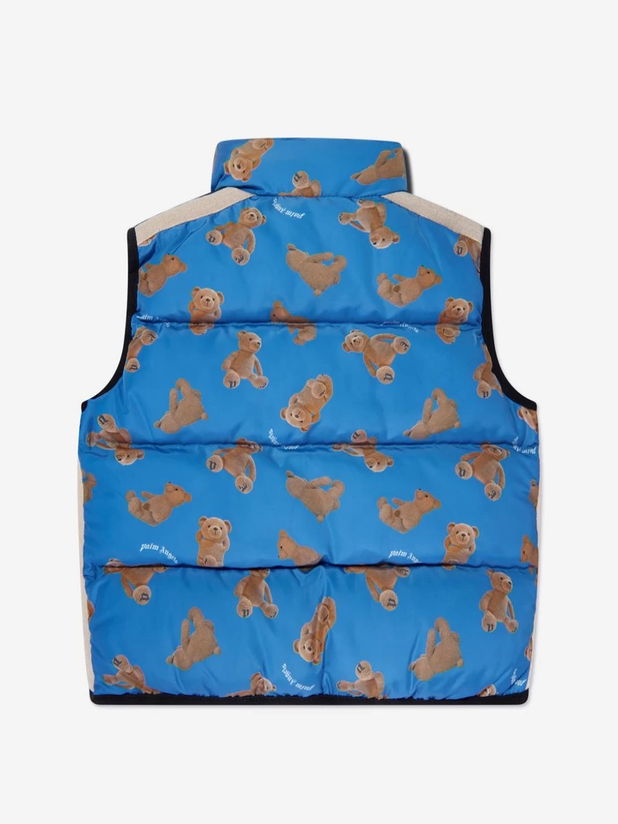 Palm Angels Boys Blue Bears Print AOP Track Gilet
