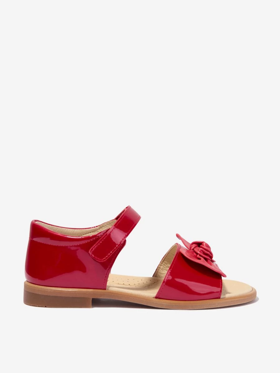 Andanines Baby Girls Red Patent Leather Sandals with Bow | Stylish & Comfortable Toddler Footwear