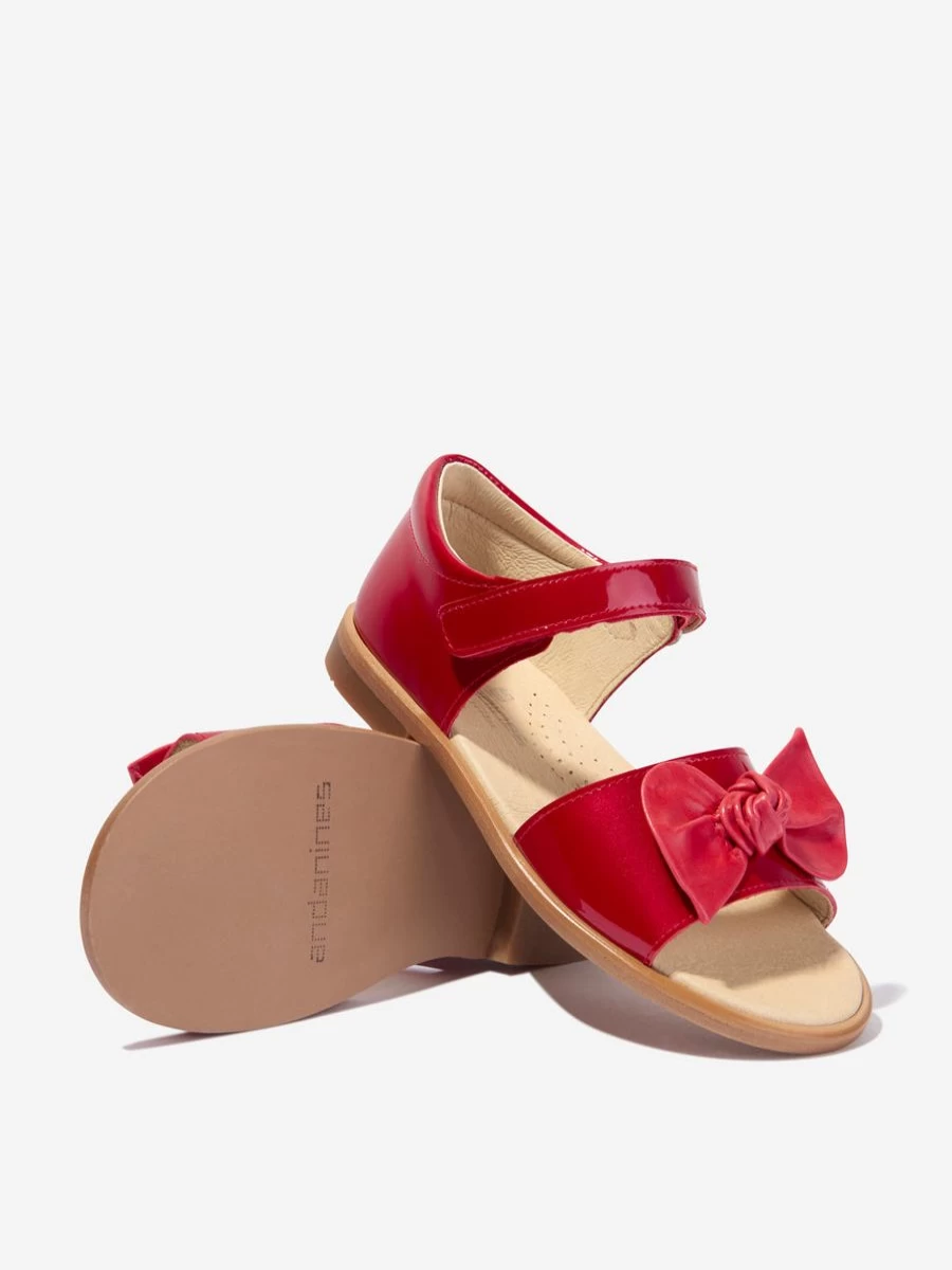 Andanines Baby Girls Red Patent Leather Sandals with Bow | Stylish & Comfortable Toddler Footwear