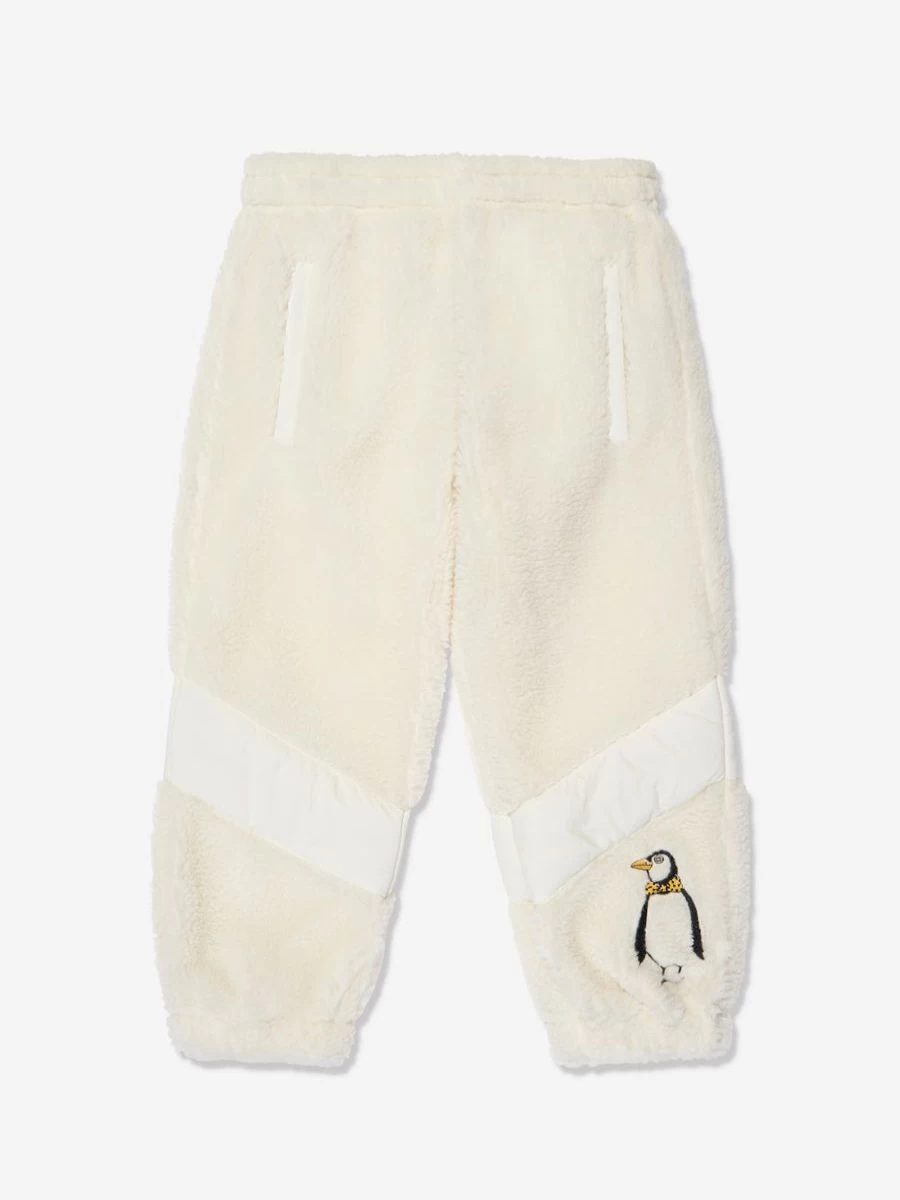 Mini Rodini Girls' White Striped Penguin Print Trousers for Kids