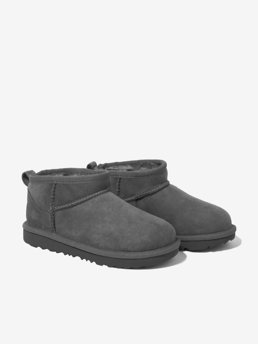 UGG Girls' Classic Ultra Mini Boots in Grey - Warm Winter Footwear for Kids