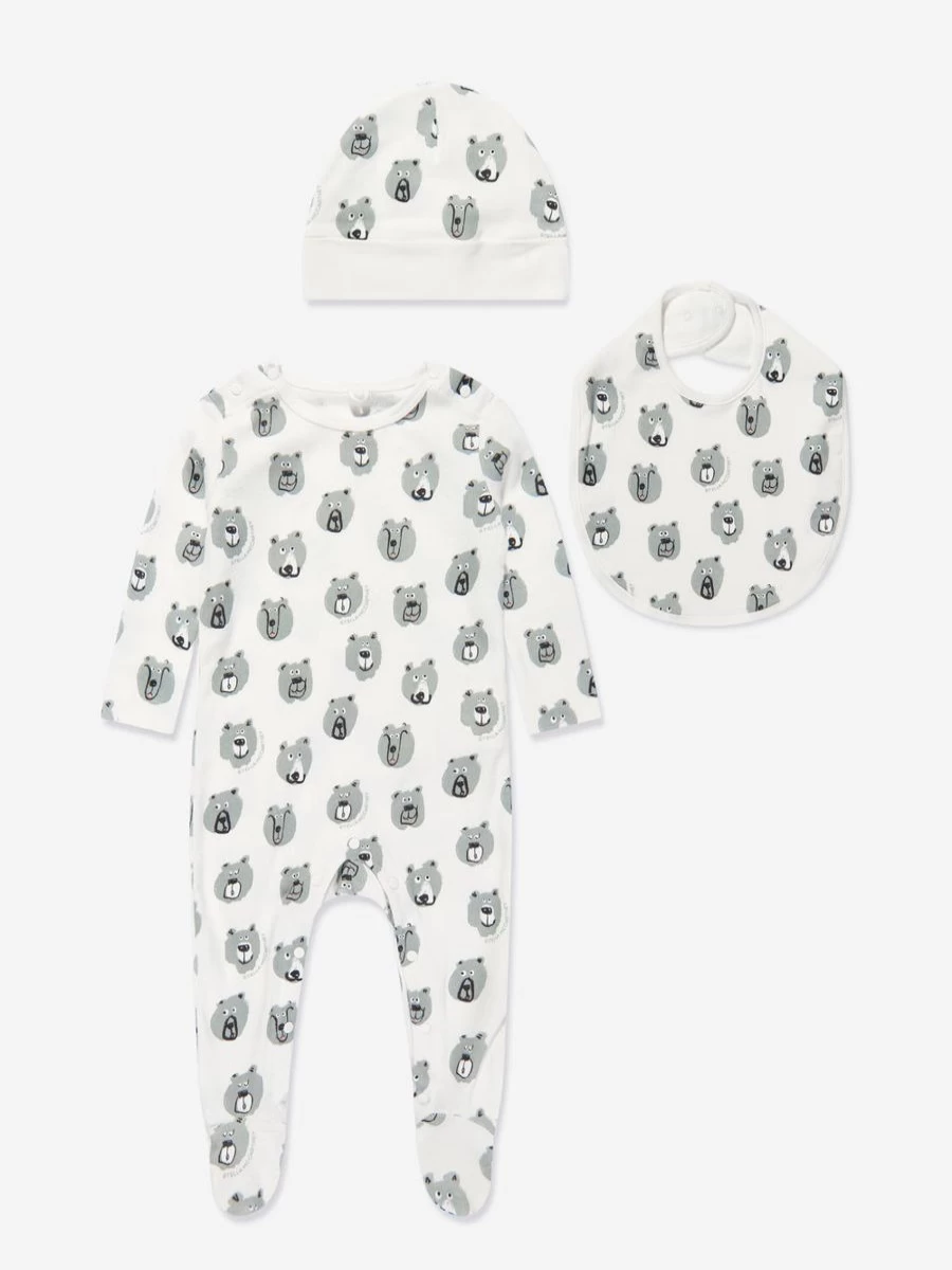 Stella McCartney Kids Ivory Bear Print Babygrow Set for Boys