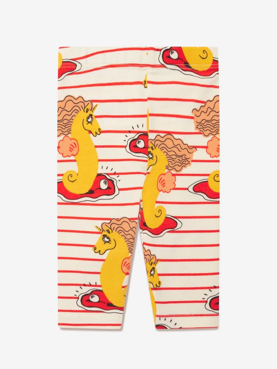 Mini Rodini Girls' Red Unicorn Seashorse Print Leggings