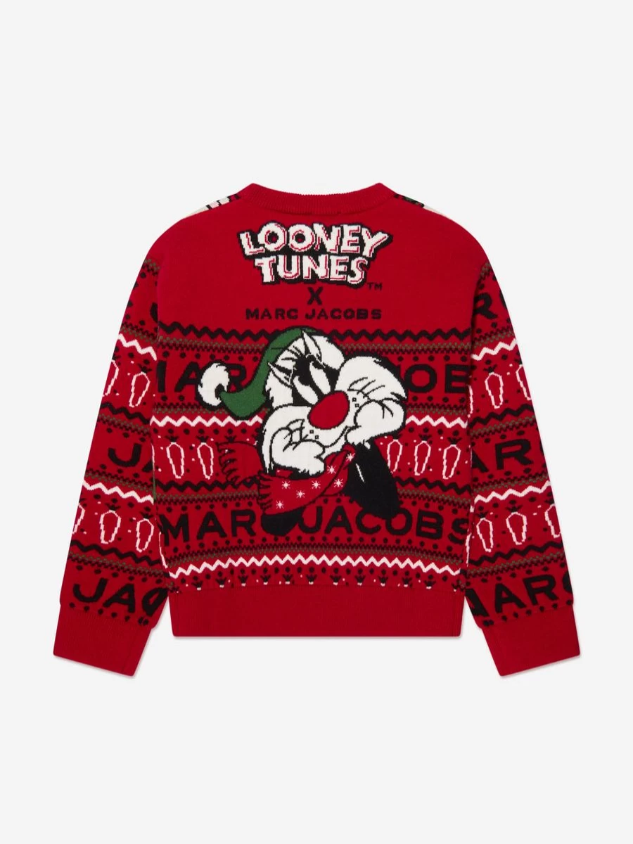 MARC JACOBS Boys Red Looney Tunes Sweater Jumper Cartoon Character Pullover