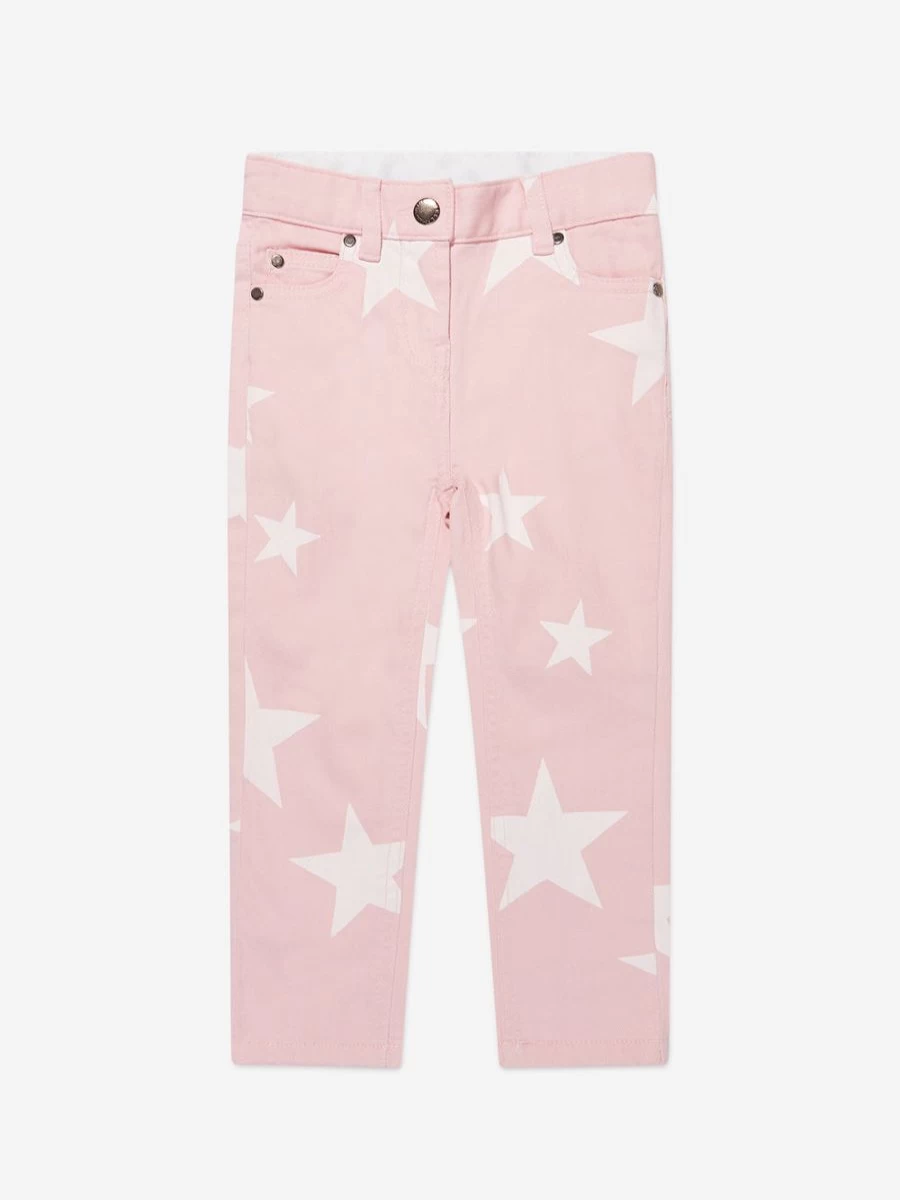 Stella McCartney Kids Girls Pink Star Embroidered Jeans