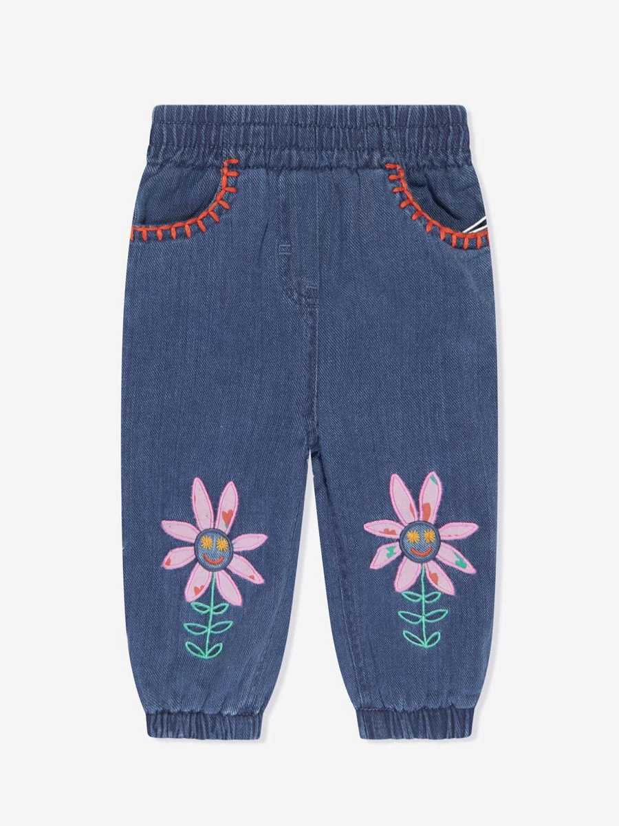 Stella McCartney Kids Baby Girls Blue Floral Embroidered Jeans