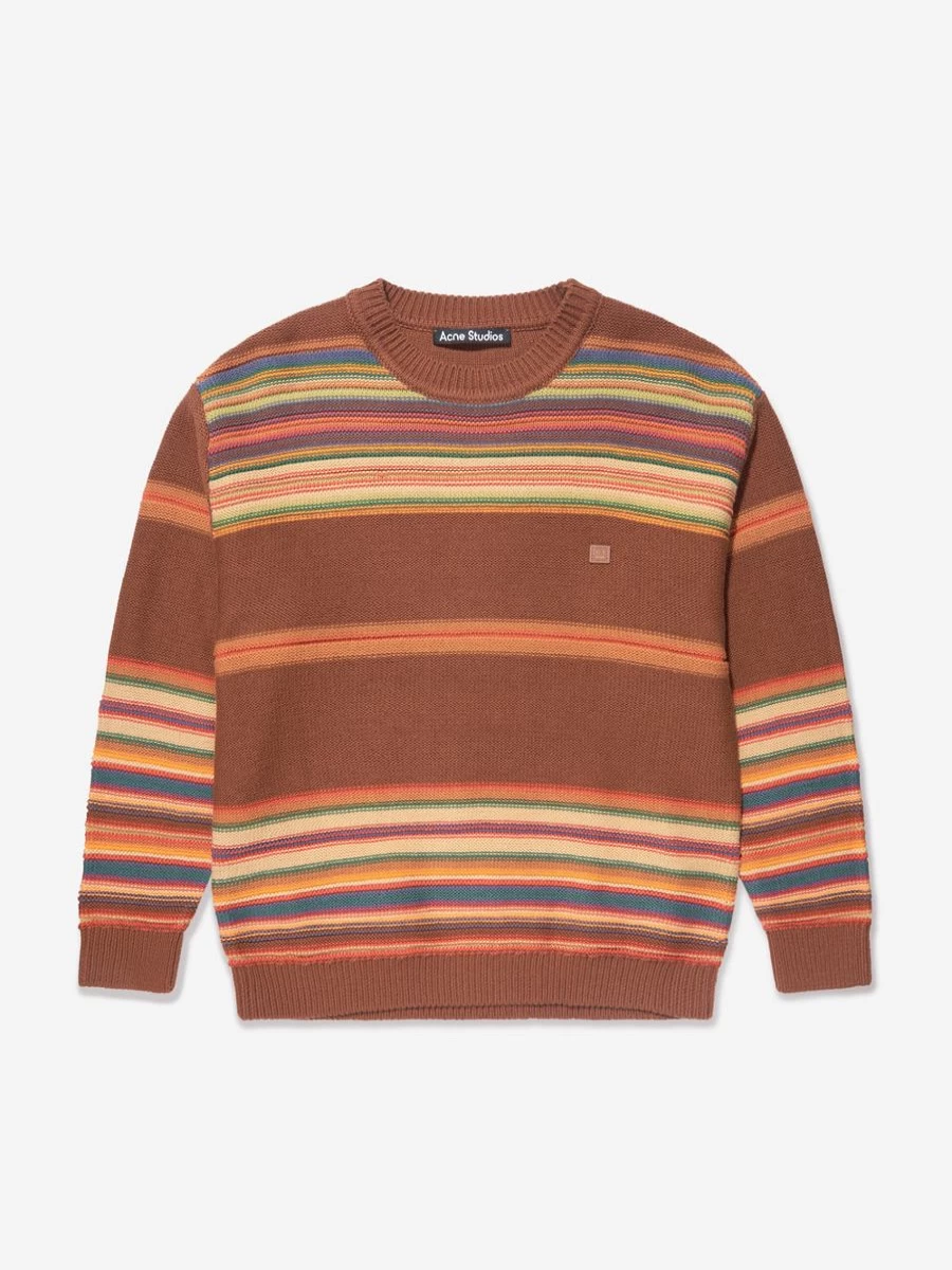 Acne Studios Girls' Brown Striped Knit Jumper for Kids