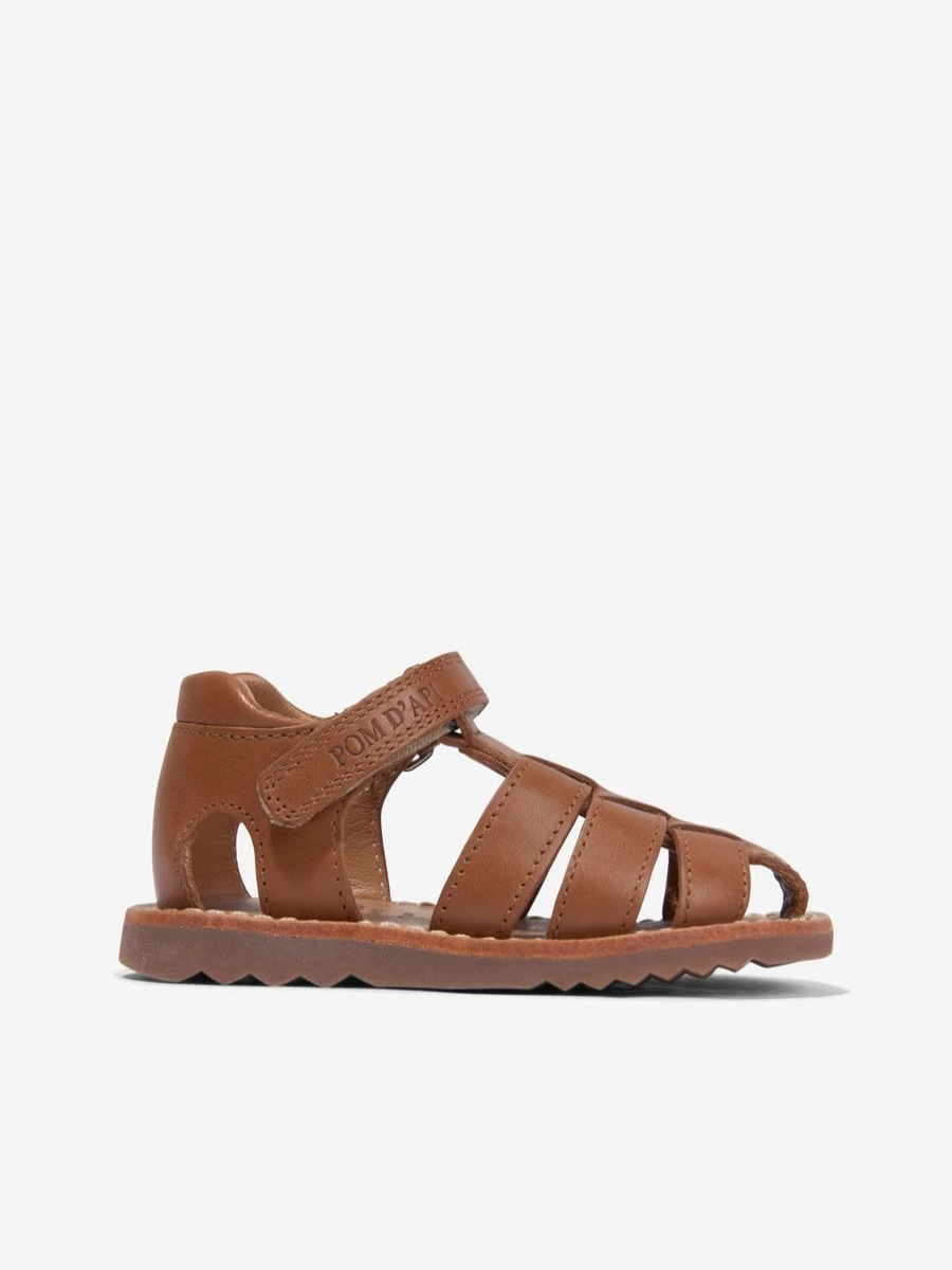 Pom D'Api Baby Camel Leather Waffle Sandals for Kids