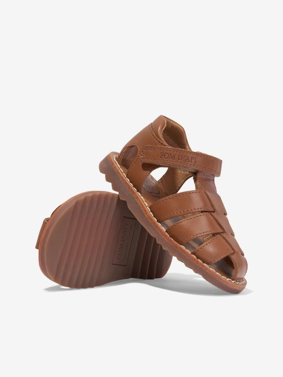 Pom D'Api Baby Camel Leather Waffle Sandals for Kids