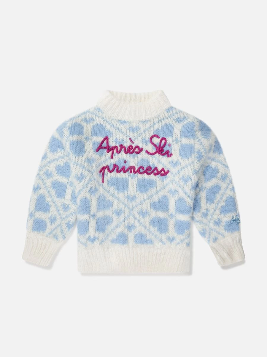 MC2 Saint Barth Girls Blue Heart Mountains Sweater