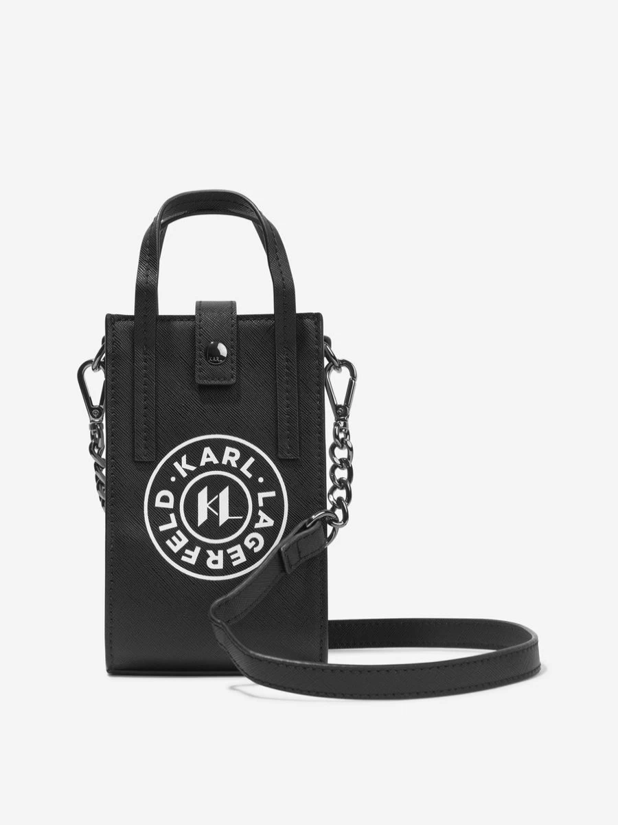 Karl Lagerfeld Girls Logo Phone Crossbody Bag in Black