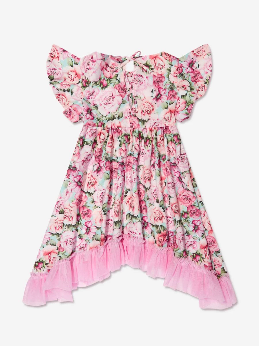 "Selini Action Girls Pink Rose Print Dress – Floral Summer Dress for Girls"