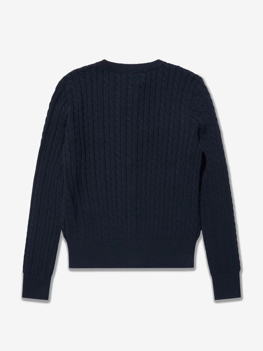 Ralph Lauren Girls Navy Cable Knit Cardigan Sweater for Kids