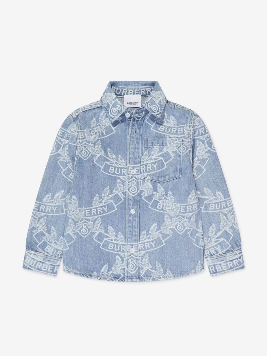 Burberry Kids Teen Blue Owen Crest Button-Down Shirt for Boys