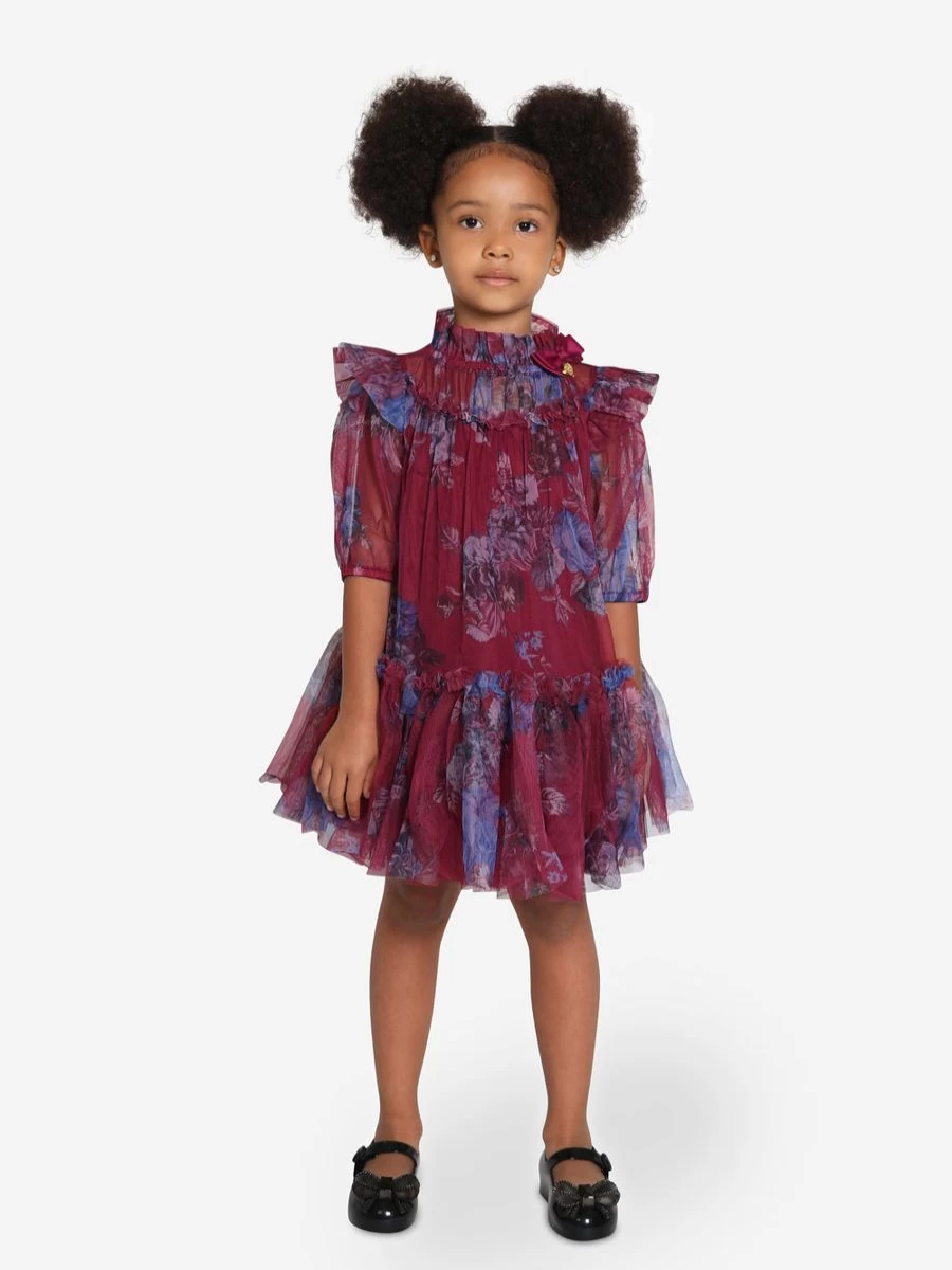 "Angels Face Girls Red Myrtle Flower Dress - Floral Summer Dress for Toddlers"