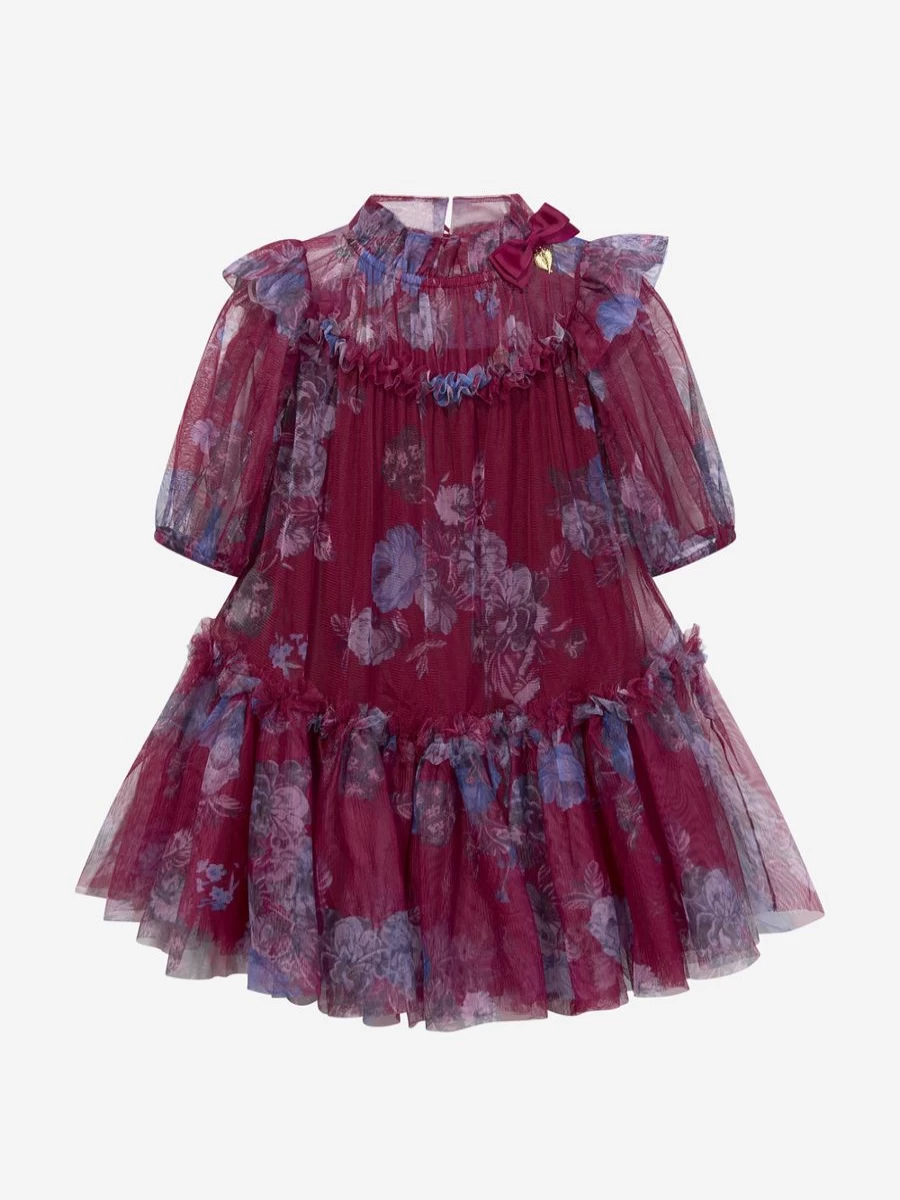 "Angels Face Girls Red Myrtle Flower Dress - Floral Summer Dress for Toddlers"