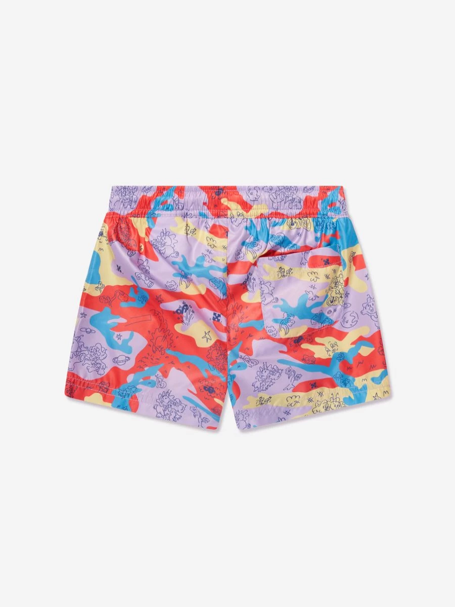 Off-White Teen Boys Puzzleflage Print Swim Shorts - Multicolor Quick-Dry Beach Shorts