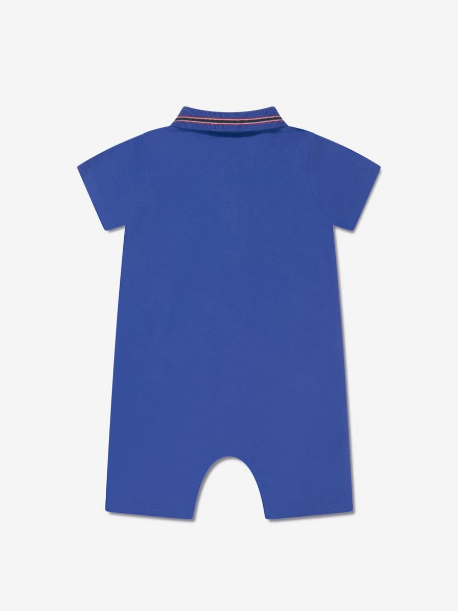 Moncler Enfant Baby Boys Blue Polo Romper - Premium Cotton Summer Outfit