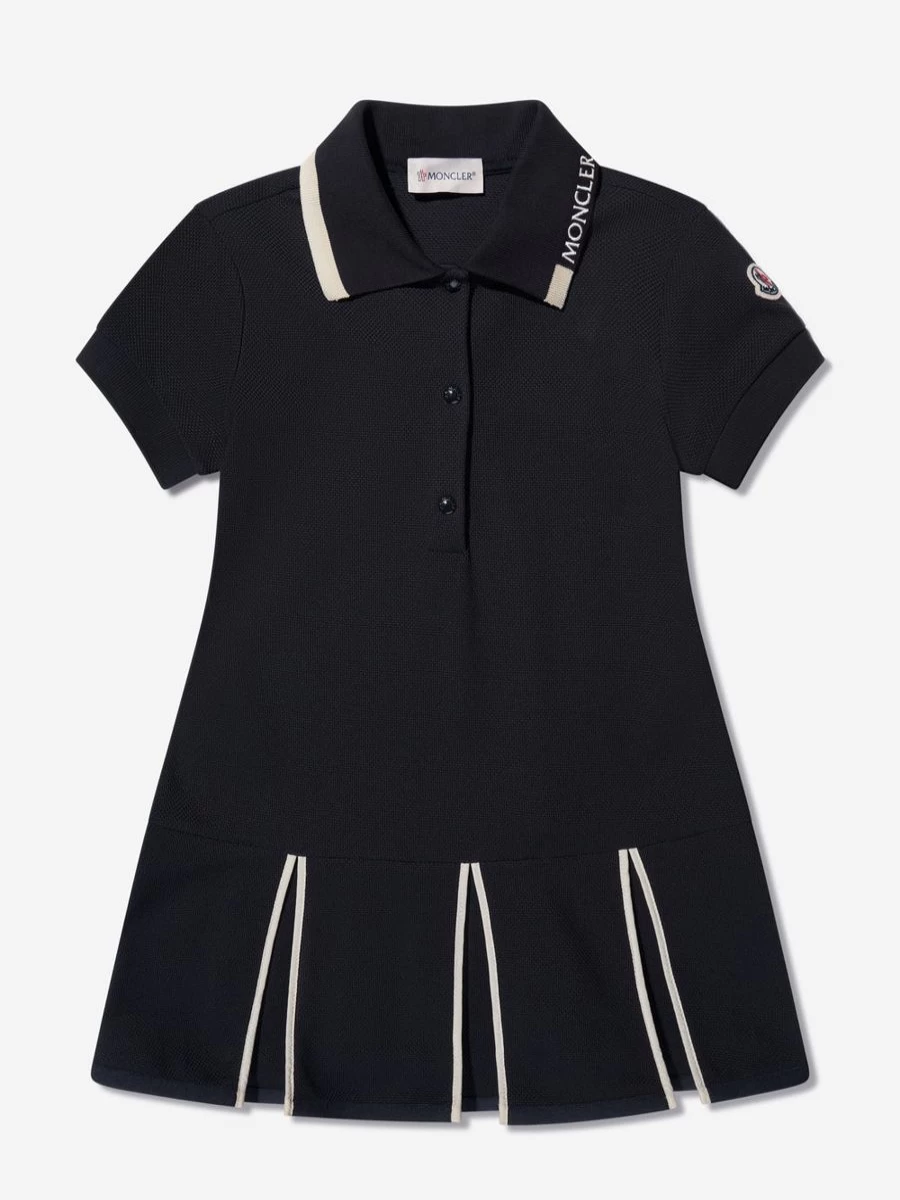 Moncler Enfant Girls Navy Logo Polo Dress for Kids