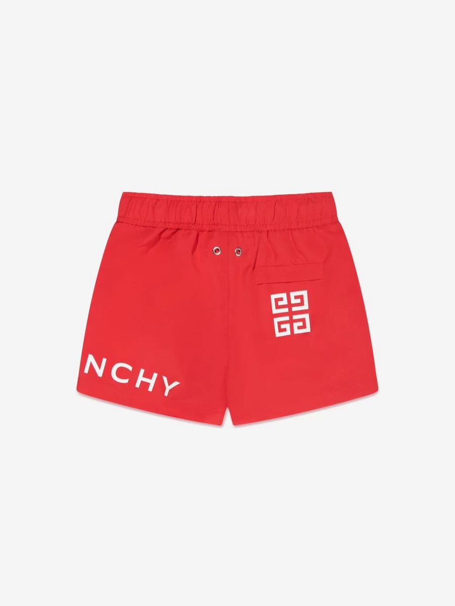 Givenchy Boys Red Logo Print Swim Shorts for Kids
