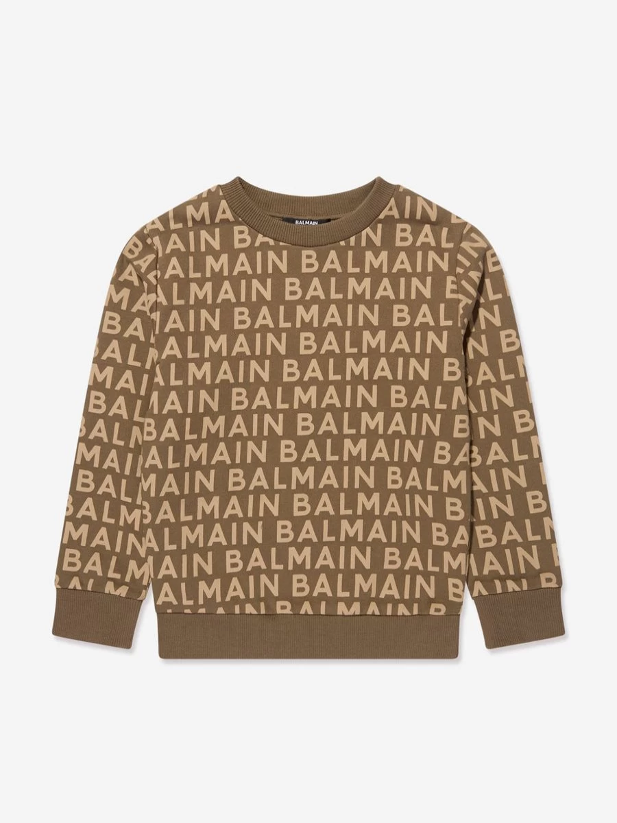 Balmain Boys' Brown Logo Sweatshirt for Kids