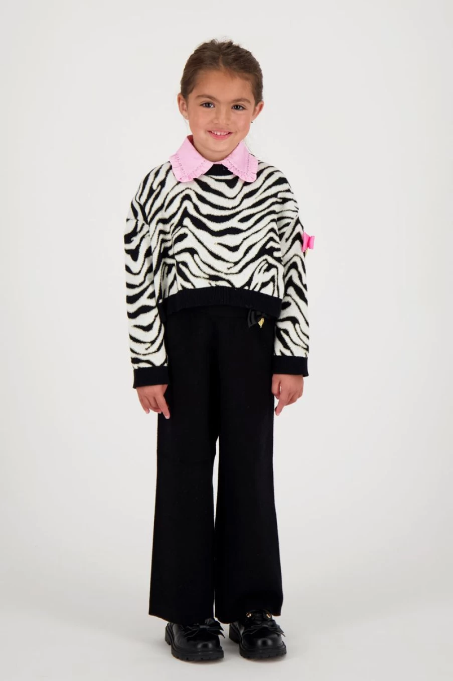 Angels Face Girls Roberta Cropped Zebra Print Jumper - White