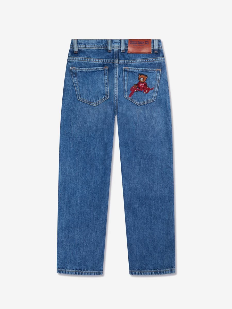 Guess Boys' Relaxed Fit Blue Wide Leg Denim Jeans for Comfort & Style