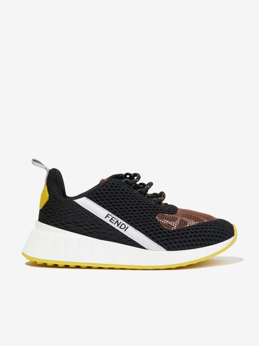 Fendi Kids Boys Black Mesh Logo Trainers - Lightweight Sneakers for Active Boys