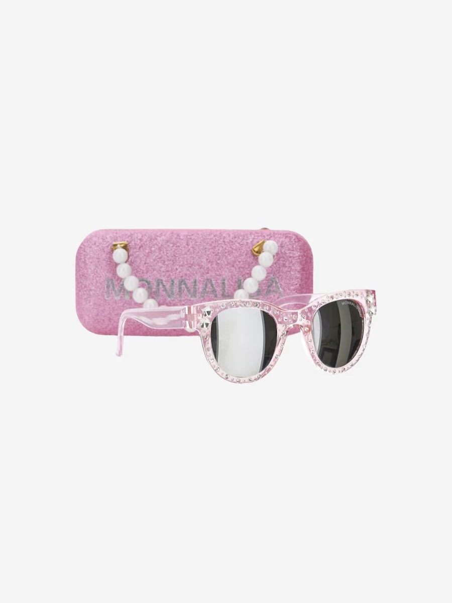 Monnalisa Pink Star Sunglasses for Girls with Protective Case