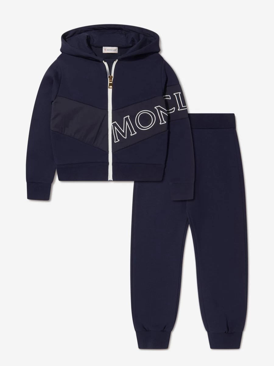 Moncler Enfant Navy Logo Tracksuit for Teen Girls
