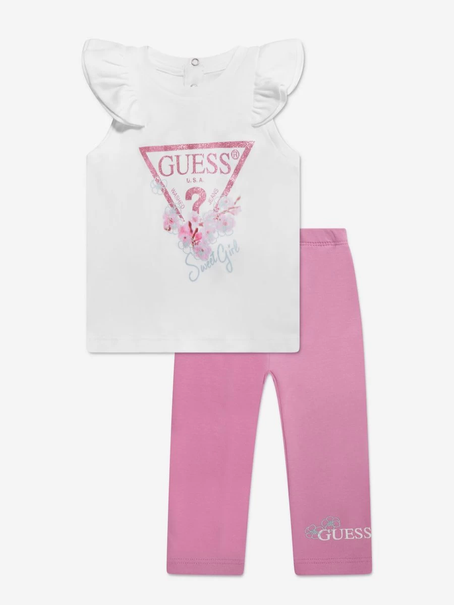 Guess Girls' White Leggings Set for Baby & Toddler - Soft & Comfortable