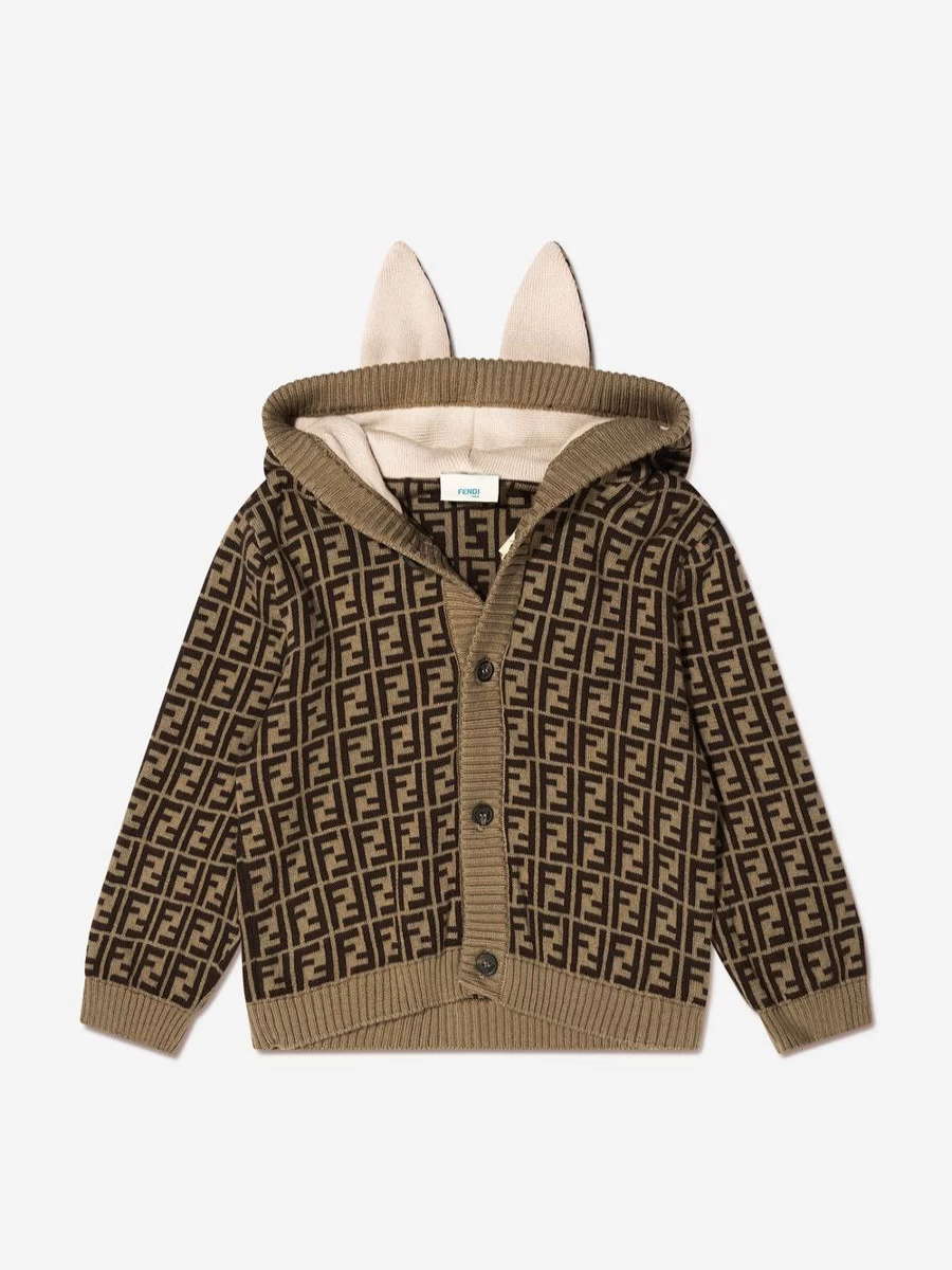 Fendi Kids Girls' Baby Bunny Ears Cardigan - Pink Knit Sweater for Toddlers
