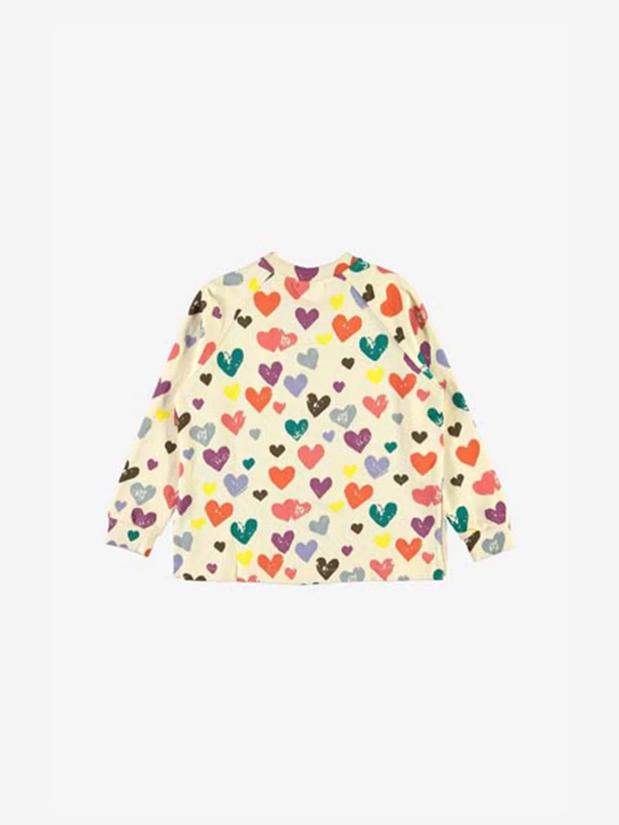 Molo Girls' Cotton Mary Jane Heart Print Sweater - Cute Heart Design Knit Top for Girls