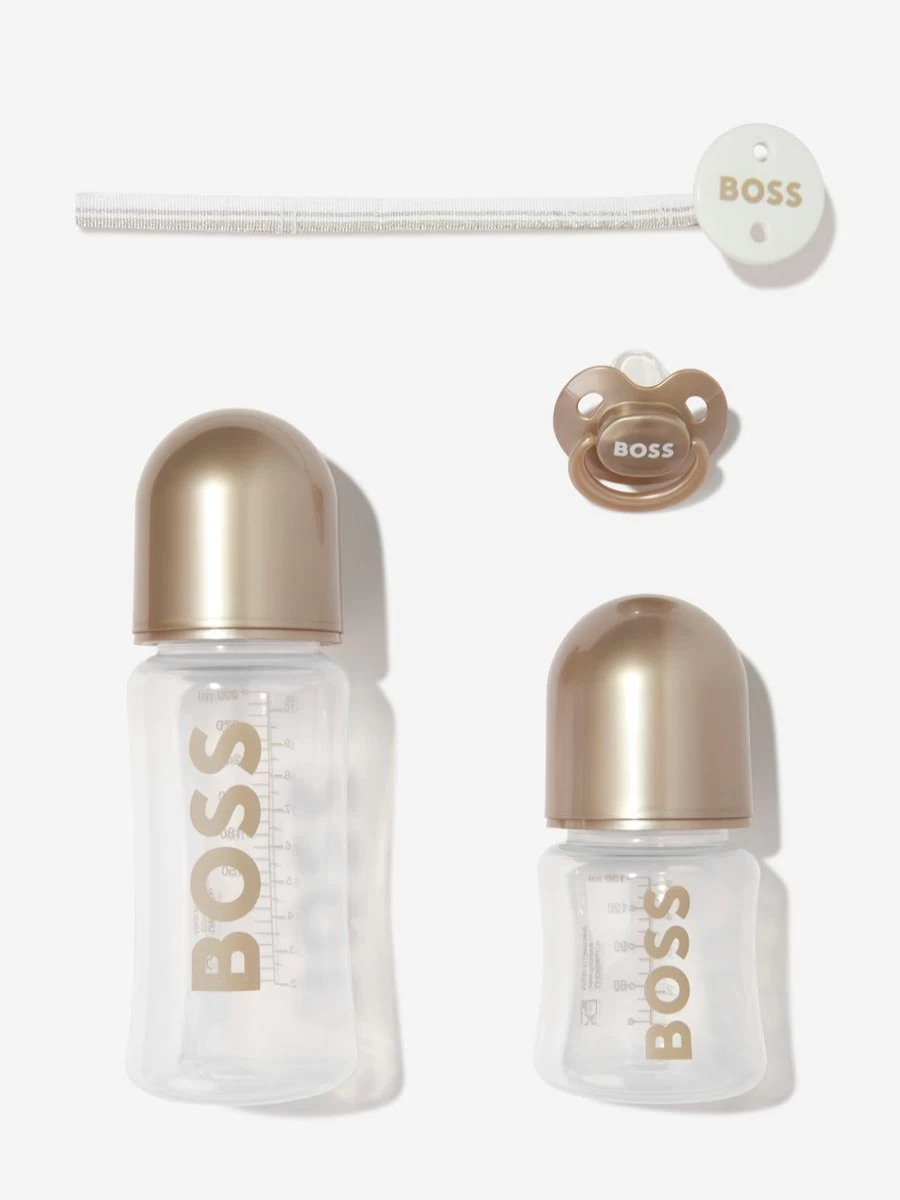 BOSS Baby Bottles Gift Set - 4 Piece Gold Baby Feeding Bottles for Newborns & Infants