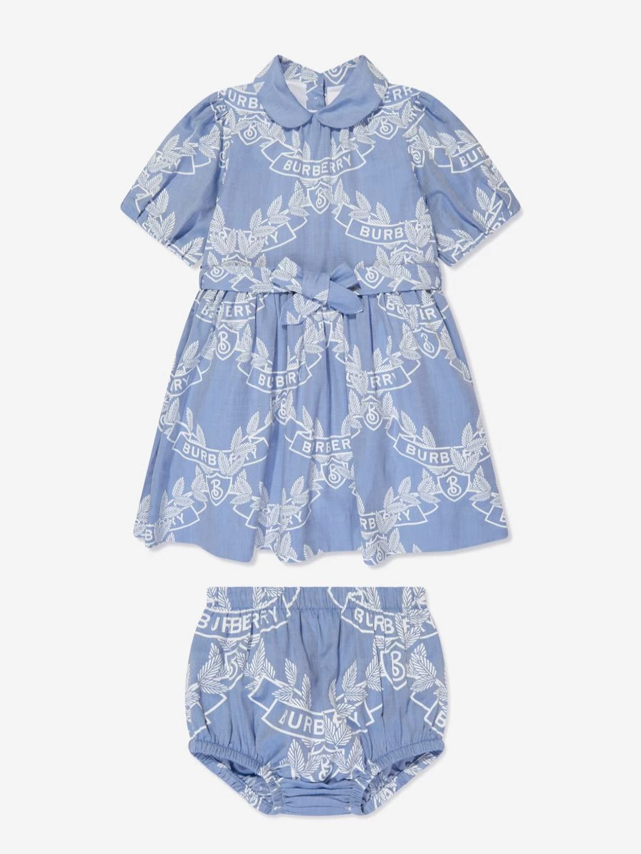Burberry Kids Baby Girls Blue Geraldine Crest Dress