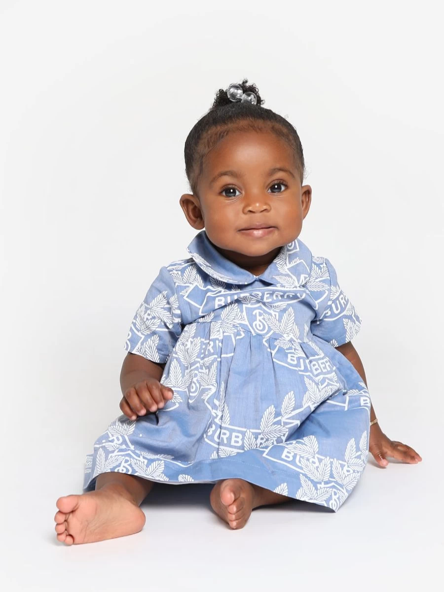 Burberry Kids Baby Girls Blue Geraldine Crest Dress