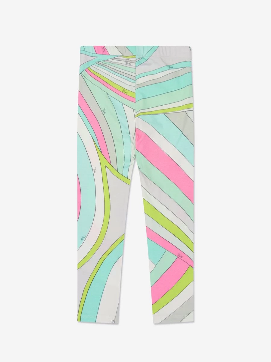 Emilio Pucci Girls Iridescent Print Leggings - Multicolor Fashion Leggings for Kids
