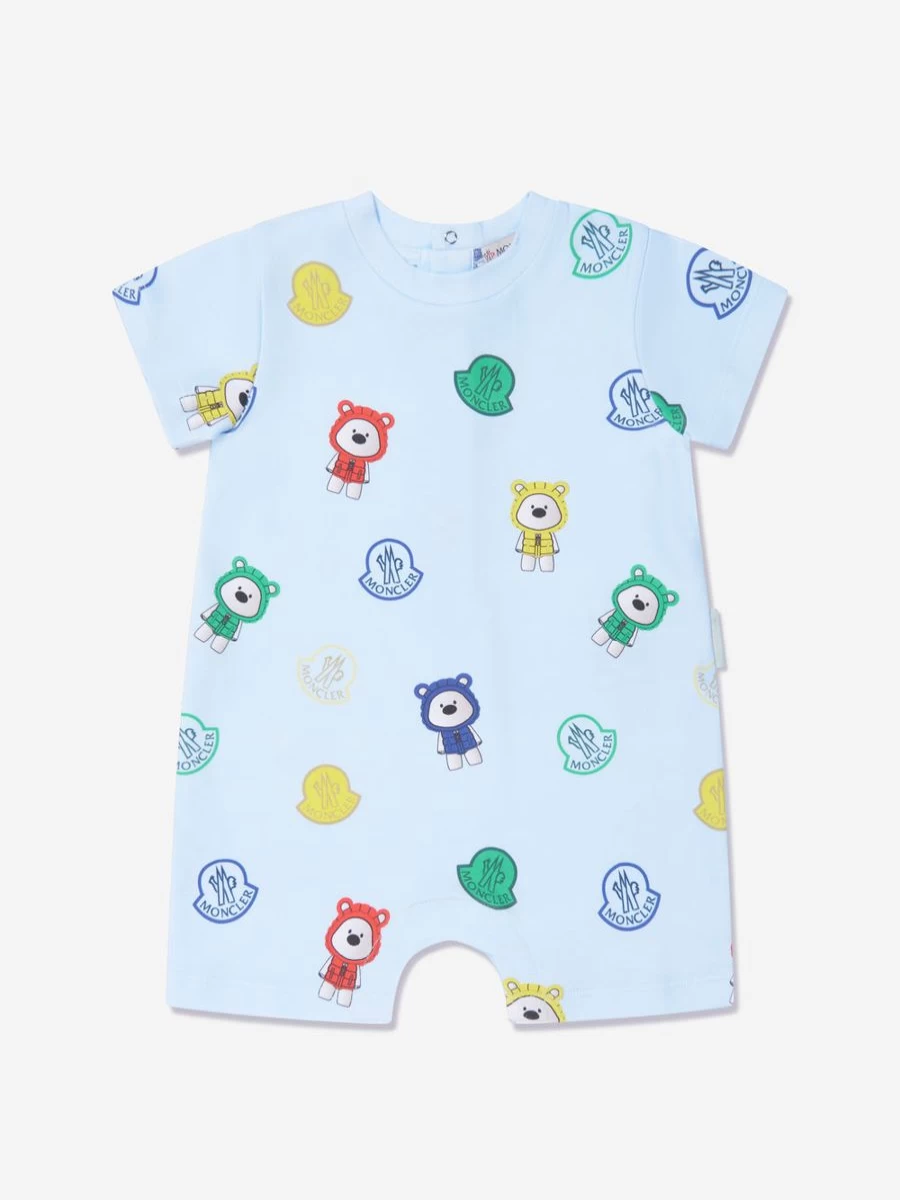Moncler Enfant Baby Boys' Blue Bear Print Romper - Soft Cotton Jumpsuit for Infants