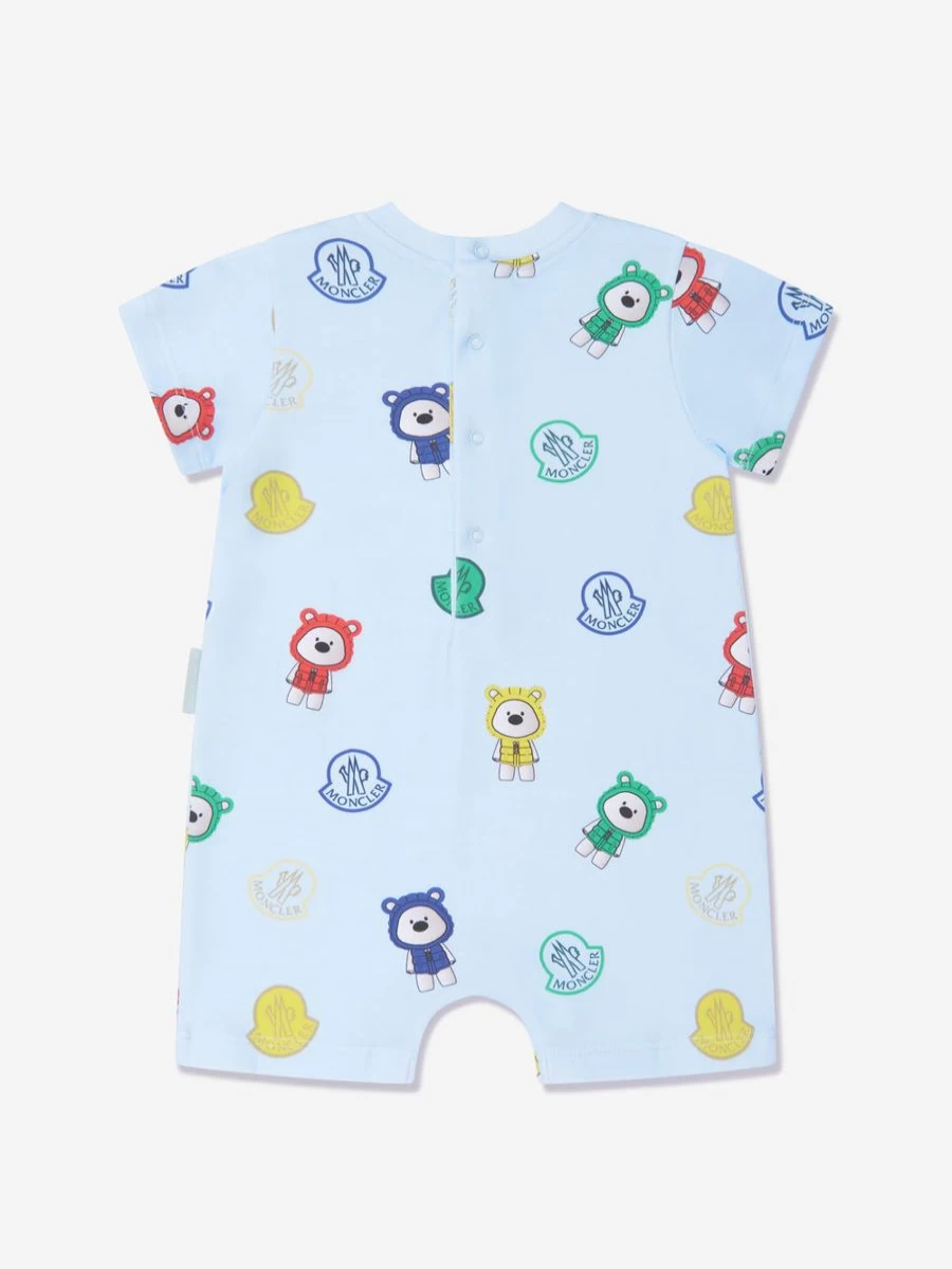 Moncler Enfant Baby Boys' Blue Bear Print Romper - Soft Cotton Jumpsuit for Infants